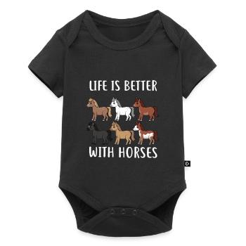 HORSESPACKLIFEISBETTERWITHHORSES - Baby Premium short-sleeve bodysuit - black - Front