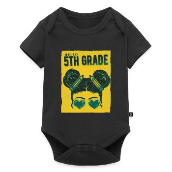 Bonjour 5th Grade Messy Bun Girls Cute Heart Back - Body à manches courtes Premium Bébé - noir - Devant
