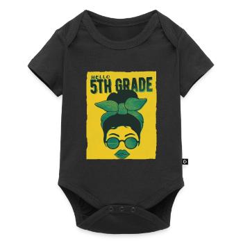 Bonjour 5th Grade Messy Bun Girls Cute Heart Back - Body à manches courtes Premium Bébé - noir - Devant