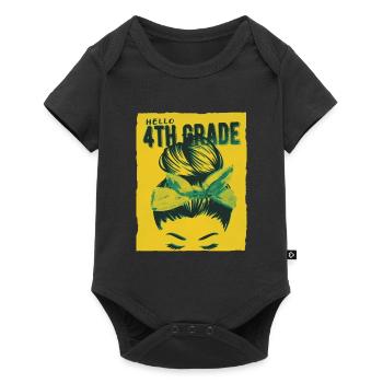 Hello 4th Grade Messy Bun Girls Cute Heart Back - Baby Premium short-sleeve bodysuit - black - Front