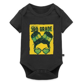 Hello 3rd Grade Messy Bun Girls Cute Heart Back - Baby Premium short-sleeve bodysuit - black - Front