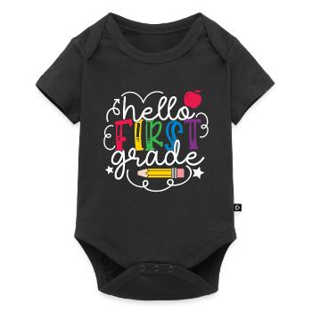 Hallo 1. Klasse Zurück zur Schule Erster Tag - Baby Premium Kurzarmbody - Schwarz - Vorne