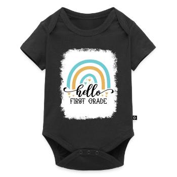 Hallo 1. Klasse Zurück zur Schule Erster Tag - Baby Premium Kurzarmbody - Schwarz - Vorne