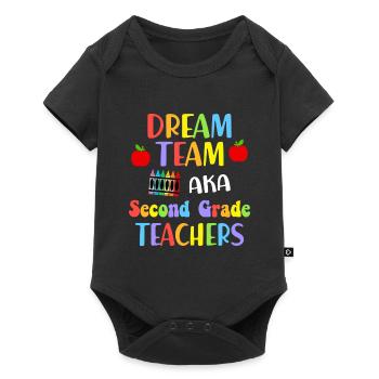 Zweite Klasse Rainbow Girls Jungen Lehrerteam 2. - Baby Premium Kurzarmbody - Schwarz - Vorne