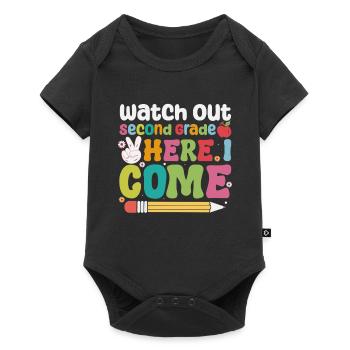 Zweite Klasse Rainbow Girls Jungen Lehrerteam 2. - Baby Premium Kurzarmbody - Schwarz - Vorne