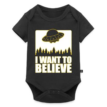 Je veux croire les extraterrestres OVNI | Les couleurs peuvent être modifiées - Body à manches courtes Premium Bébé - noir - Devant