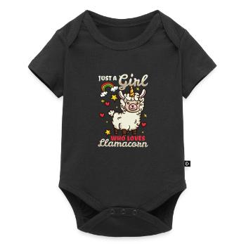 Just a girl who loves Llamacorn Cute Llama - Baby Premium Kurzarmbody - Schwarz - Vorne
