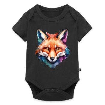 Fox Cool Canine In Colorful And Watercolor - Baby Premium short-sleeve bodysuit - black - Front