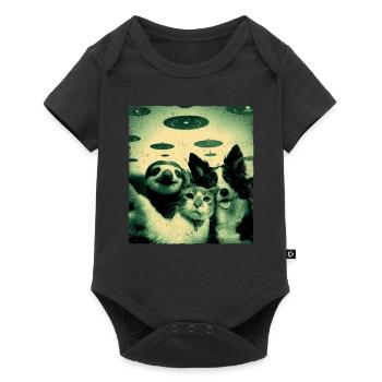 Waaaas ? Nous? Nopee Alien, Chat, Chien, Paresseux, OVNI - Body à manches courtes Premium Bébé - noir - Devant