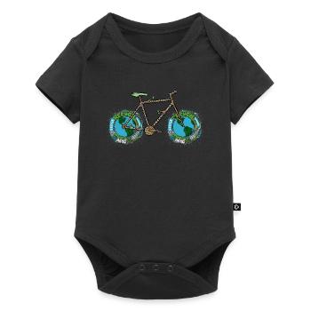 Planet Bike, Aesthetic Green Planet Earth Bicycle - Baby Premium short-sleeve bodysuit - black - Front