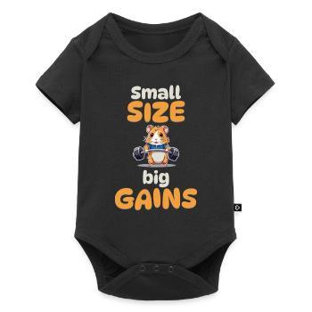 Small Size - Big Gains - Baby Premium Kurzarmbody - Schwarz - Vorne