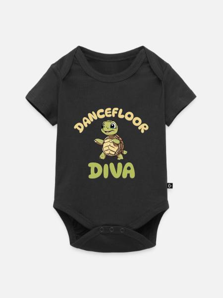 Dancefloor Diva - Schildkröte Tanzen - Baby Premium Kurzarmbody - Schwarz