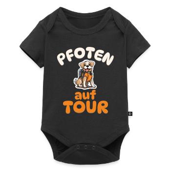Pfoten auf Tour - Wandern - Hunde - Baby Premium Kurzarmbody - Schwarz - Vorne