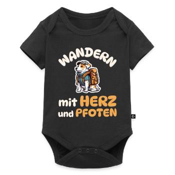Wandern mit Herz und Pfoten - Wandern - Hunde - Baby Premium Kurzarmbody - Schwarz - Vorne