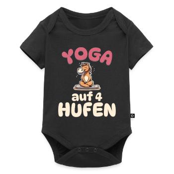 Yoga auf 4 Hufen - Pferde Yoga - Baby Premium Kurzarmbody - Schwarz - Vorne