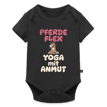 Pferde Flex - Yoga mit Anmut - Pferde Yoga - Baby Premium Kurzarmbody - Schwarz - Vorne