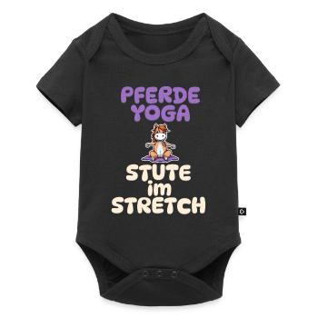 Stute im Stretch - Pferde Yoga - Baby Premium Kurzarmbody - Schwarz - Vorne