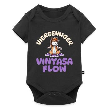 Vierbeiniger Vinyasa Flow - Pferde Yoga - Baby Premium Kurzarmbody - Schwarz - Vorne