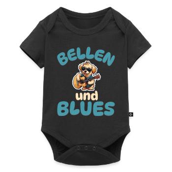 Bellen und Blues - Hunde Gitarre - Baby Premium Kurzarmbody - Schwarz - Vorne