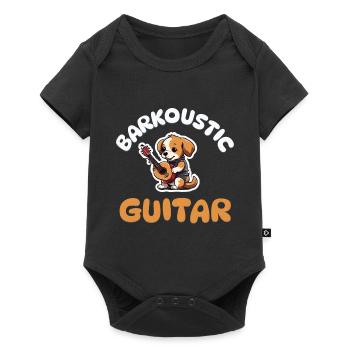 Barkoustic Guitar - Hunde Gitarre - Baby Premium Kurzarmbody - Schwarz - Vorne