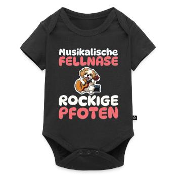 Musikalische Fellnase Rockige Pfoten - Hunde - Baby Premium Kurzarmbody - Schwarz - Vorne