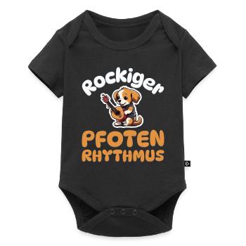 Rockiger Pfotenrhythmus - Hunde Gitarre - Baby Premium Kurzarmbody - Schwarz - Vorne