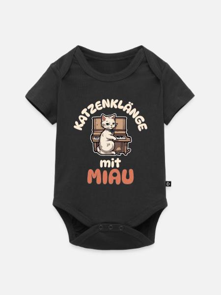 Katzenklänge mit Miau - Katze Klavier - Baby Premium Kurzarmbody - Schwarz