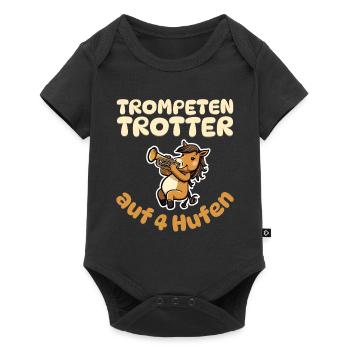 Trompetentrotter auf 4 Hufen - Pferd Trompete - Baby Premium Kurzarmbody - Schwarz - Vorne