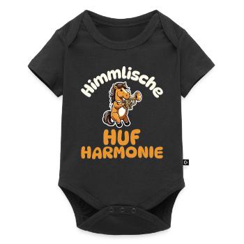 Himmlische Huf-Harmonie - Pferd Trompete - Baby Premium Kurzarmbody - Schwarz - Vorne