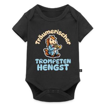Träumerischer Trompeten Hengst - Pferde Trompete - Baby Premium Kurzarmbody - Schwarz - Vorne