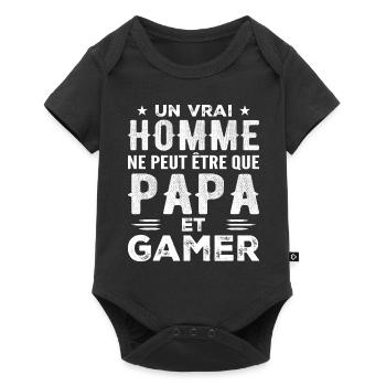 A Real Man Is Just a Dad and Gamer - Baby Premium short-sleeve bodysuit - black - Front