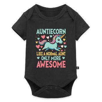 Tante, Tante, Licorne - Body à manches courtes Premium Bébé - noir - Devant