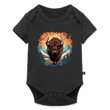 Bison - Baby Premium Kurzarmbody - Schwarz - Vorne