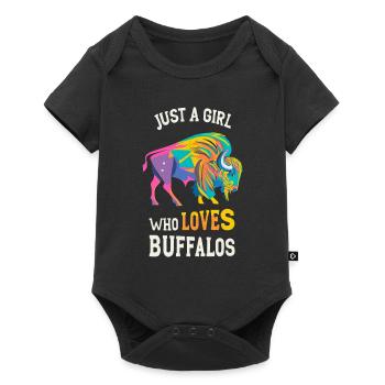 Nur ein Mädchen, das Buffalos liebt Büffel - Baby Premium Kurzarmbody - Schwarz - Vorne