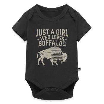 Nur ein Mädchen, das Buffalos liebt Büffel - Baby Premium Kurzarmbody - Schwarz - Vorne