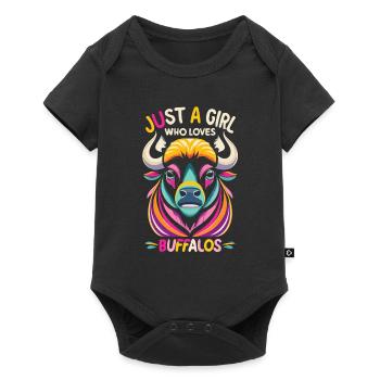 Nur ein Mädchen, das Buffalos liebt Büffel - Baby Premium Kurzarmbody - Schwarz - Vorne