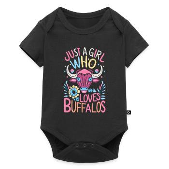 Nur ein Mädchen, das Buffalos liebt Büffel - Baby Premium Kurzarmbody - Schwarz - Vorne
