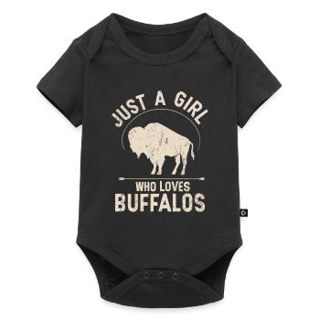 Nur ein Mädchen, das Buffalos liebt Büffel - Baby Premium Kurzarmbody - Schwarz - Vorne