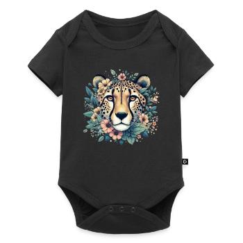 Cheetah Cheetah Flowers - Baby Premium short-sleeve bodysuit - black - Front