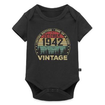 Anniversaire Millésime Fabriqué en Octobre 1942 - Body à manches courtes Premium Bébé - noir - Devant