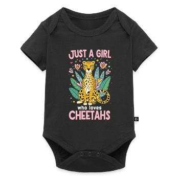 Juste une fille qui aime les guépards Gepard - Body à manches courtes Premium Bébé - noir - Devant
