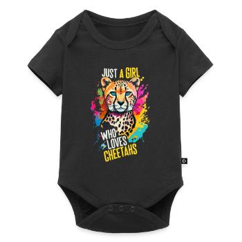 Juste une fille qui aime les guépards Gepard - Body à manches courtes Premium Bébé - noir - Devant