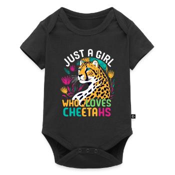 Juste une fille qui aime les guépards Gepard - Body à manches courtes Premium Bébé - noir - Devant