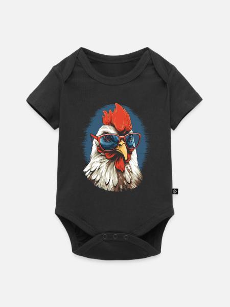 Chicken Brille - Baby Premium Kurzarmbody - Schwarz