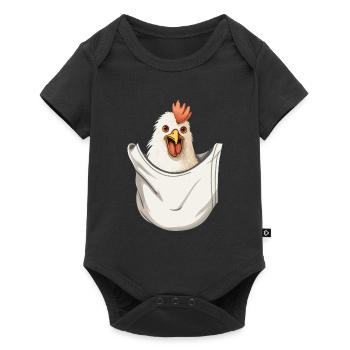 Chicken In Pocket - Baby Premium Kurzarmbody - Schwarz - Vorne