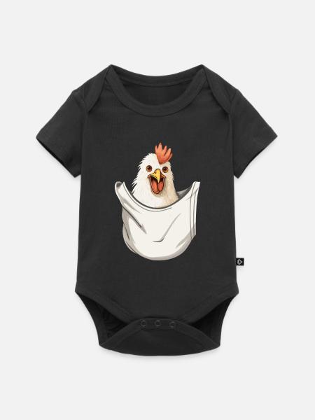 Chicken In Pocket - Baby Premium Kurzarmbody - Schwarz