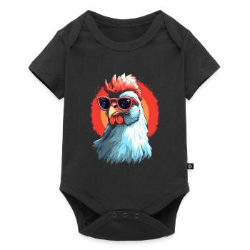 Chicken Sonnenbrille - Baby Premium Kurzarmbody - Schwarz - Vorne