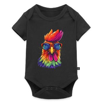 Chicken Sonnenbrille - Baby Premium Kurzarmbody - Schwarz - Vorne