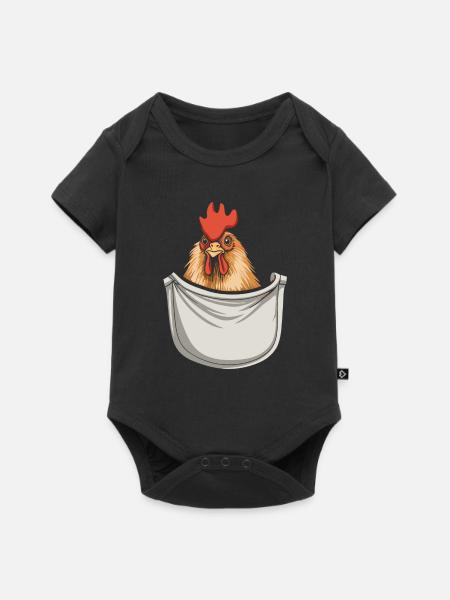 Chicken In Pocket - Baby Premium Kurzarmbody - Schwarz