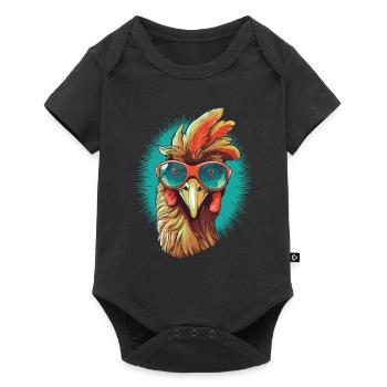 Chicken Sonnenbrille - Baby Premium Kurzarmbody - Schwarz - Vorne
